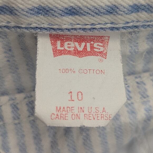 Levi's Native Blue Rare Vintage 80's Railroad Stripe Tapered Leg Jeans, Size 10 - Picture 5 of 5
